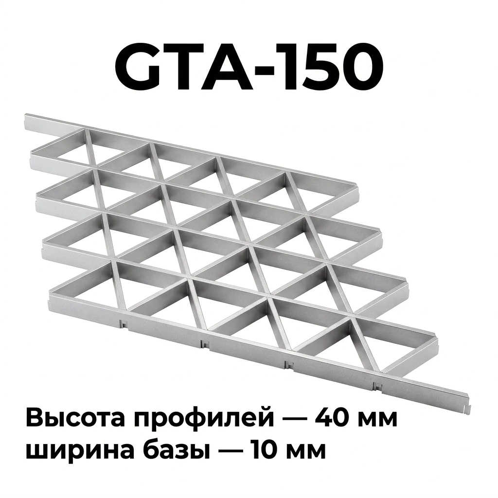 Треугольное грильято GTA-150 металлик серебристый RAL 9006, алюминиевый